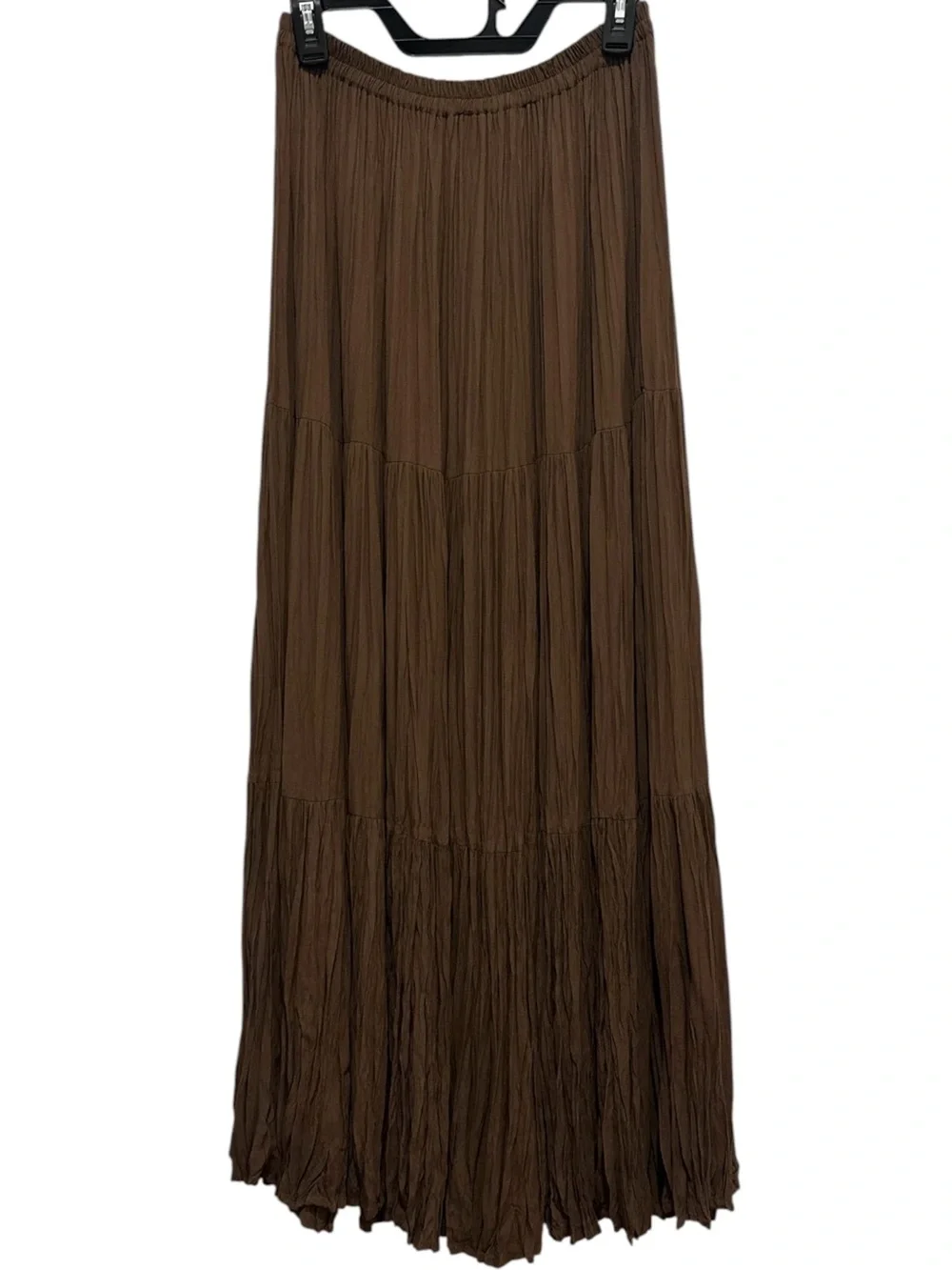 Double D Ranch Vintage 90’s Elastic Waist Tiered Crinkle Rayon Midi Skirt Medium